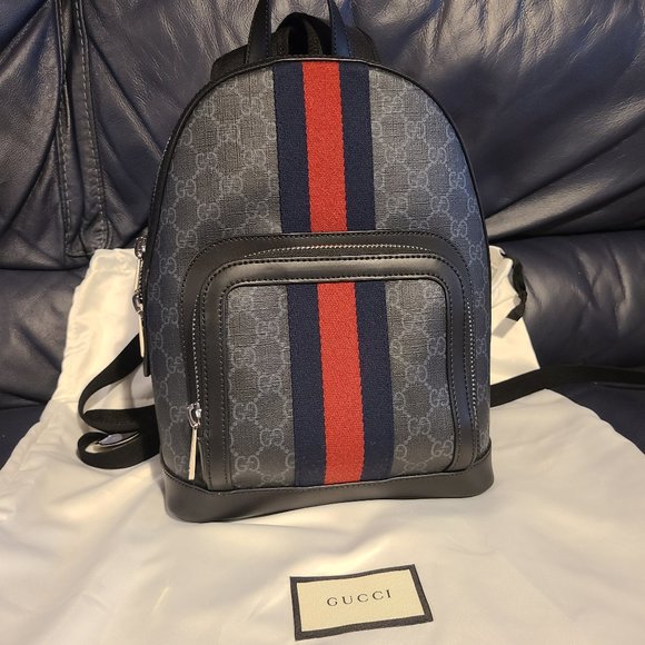 100% Real GUCCI Supreme Small Backpack – Black/Grey **rare item** - Picture 3 of 10